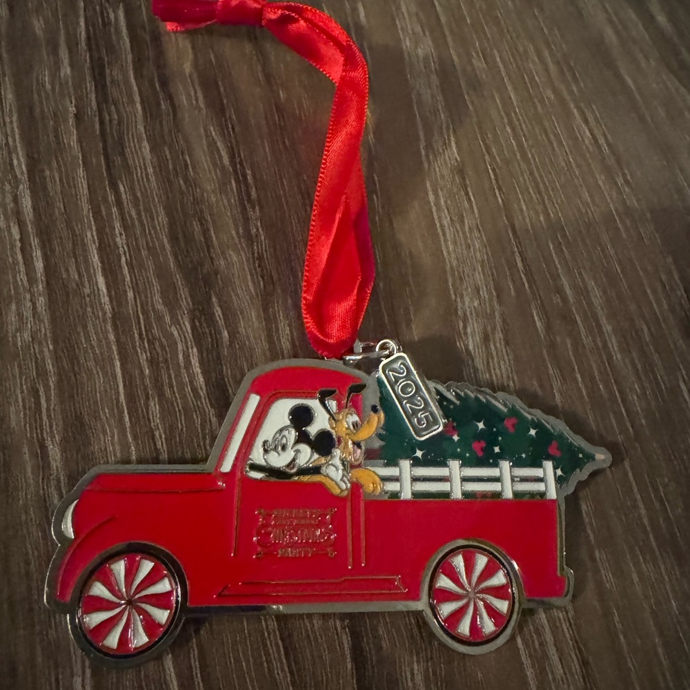 2025 Mickeys Very Merry Christmas Party Disney Red Truck Ornament